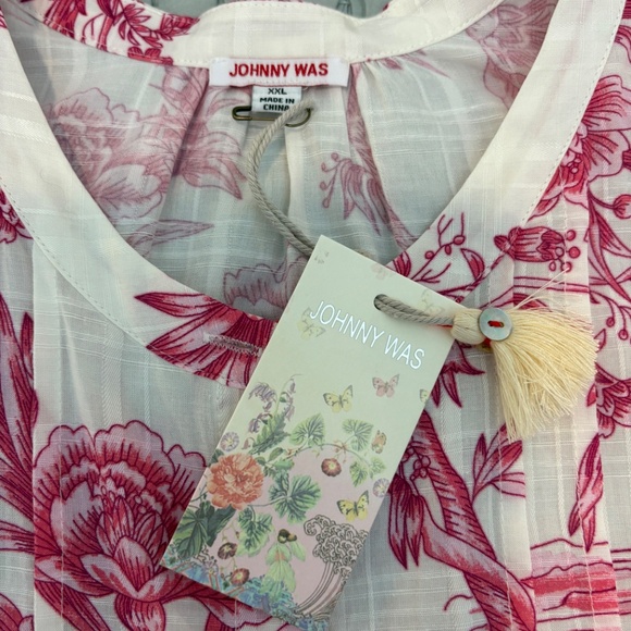 Johnny Was PINK FIREBIRD PLEATED BUTTON DOWN BLOUSE XXL - Picture 7 of 10